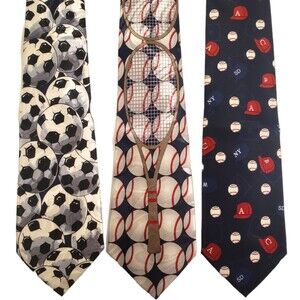 Soccer Baseball Tennis Sports Ties #76 - Lot of 3 Novelty Neckties NWT Clearance